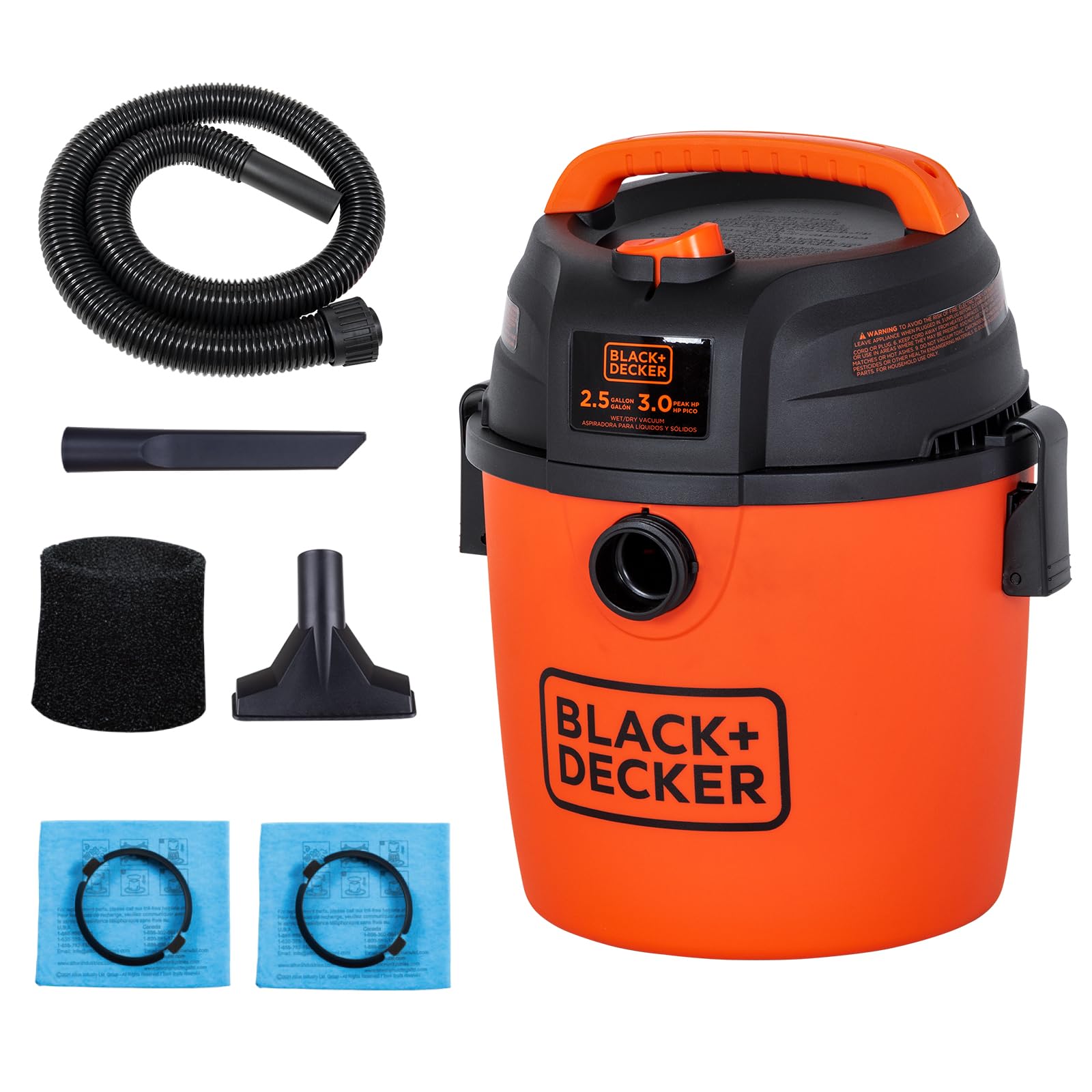 Amazon.com: BLACK+DECKER 2.5 Gallon Shop Vac, 3 HP Wet Dry Vacuum